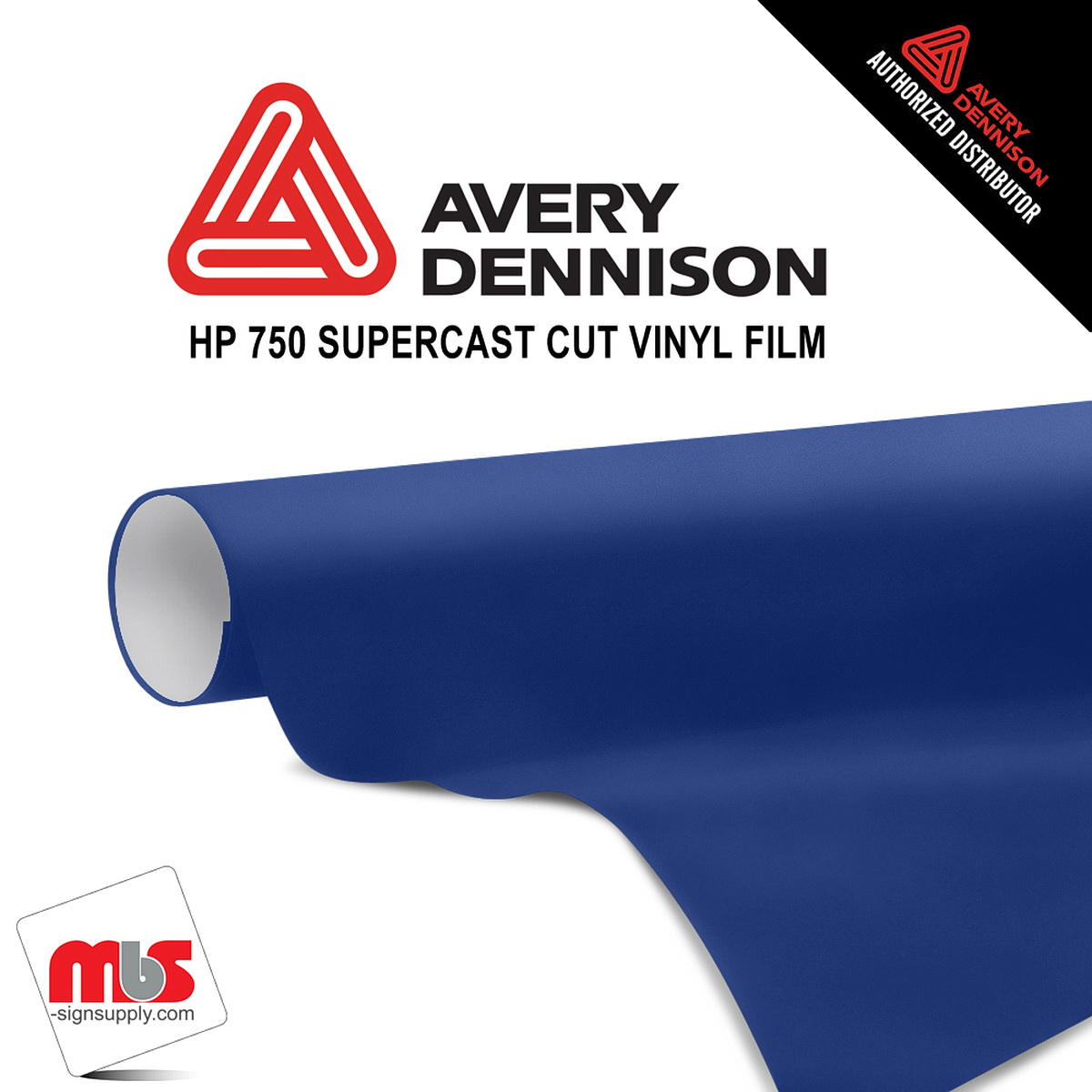12'' x 10 yards Avery HP750 High Gloss Vivid Blue 6 year Long Term Unpunched 3.0 Mil Calendered Cut Vinyl (Color Code 670)