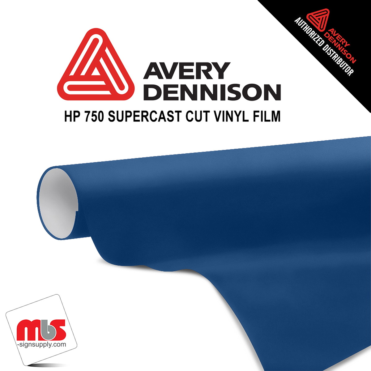 12'' x 10 yards Avery HP750 High Gloss Interstate Blue 6 year Long Term Unpunched 3.0 Mil Calendered Cut Vinyl (Color Code 675)