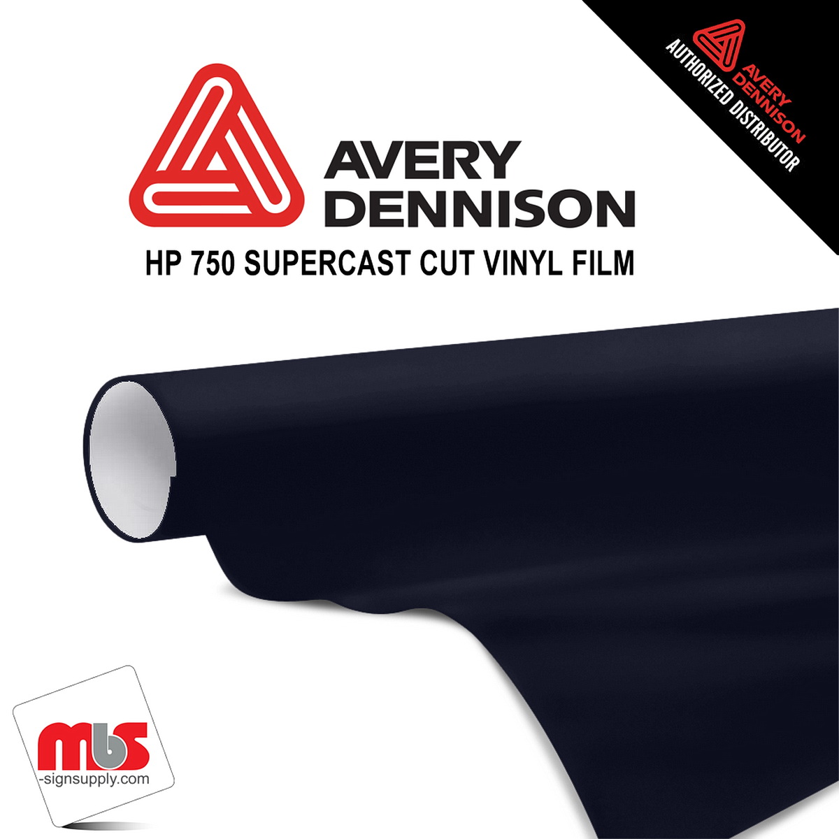 15'' x 10 yards Avery HP750 High Gloss Dark Blue 6 year Long Term Punched 3.0 Mil Calendered Cut Vinyl (Color Code 695)