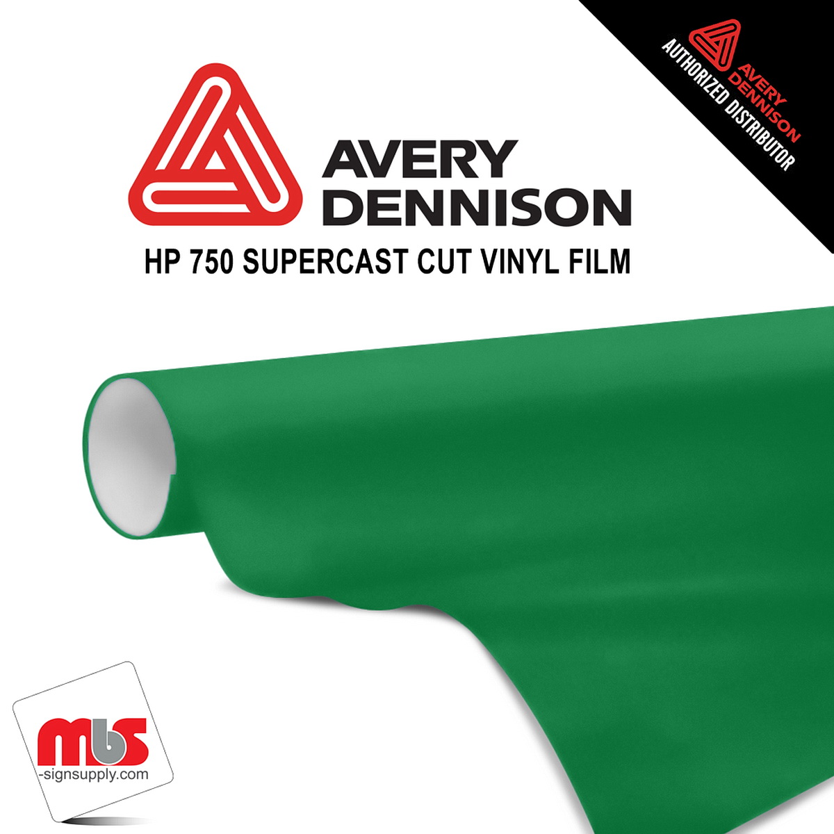 12'' x 10 yards Avery HP750 High Gloss Kelly Green 6 year Long Term Unpunched 3.0 Mil Calendered Cut Vinyl (Color Code 770)