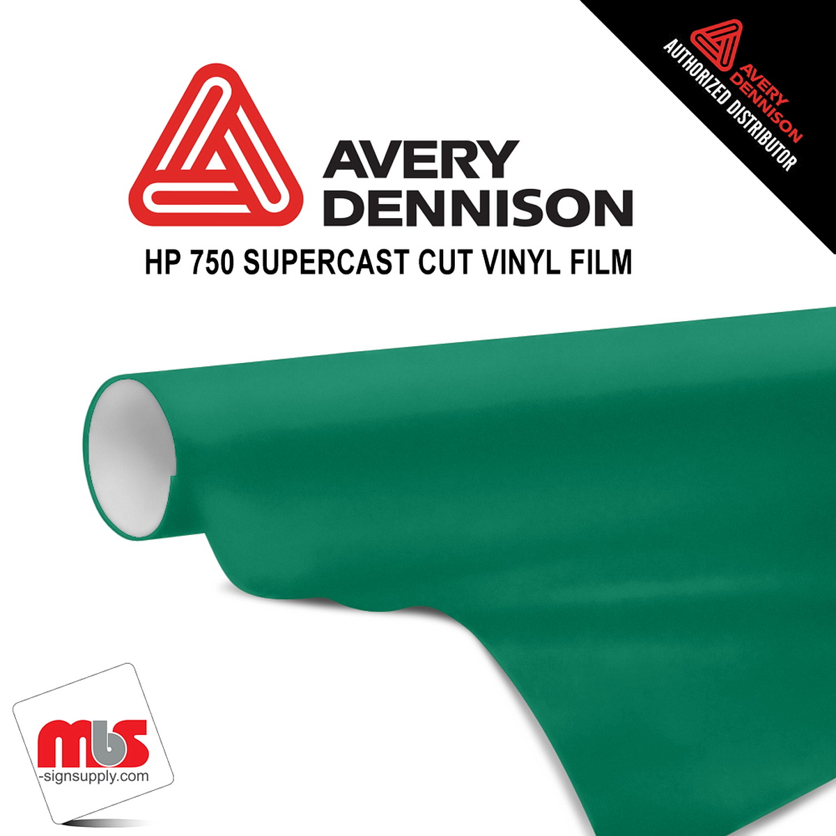 24'' x 10 yards Avery HP750 High Gloss Green 6 year Long Term Unpunched 3.0 Mil Calendered Cut Vinyl (Color Code 778)