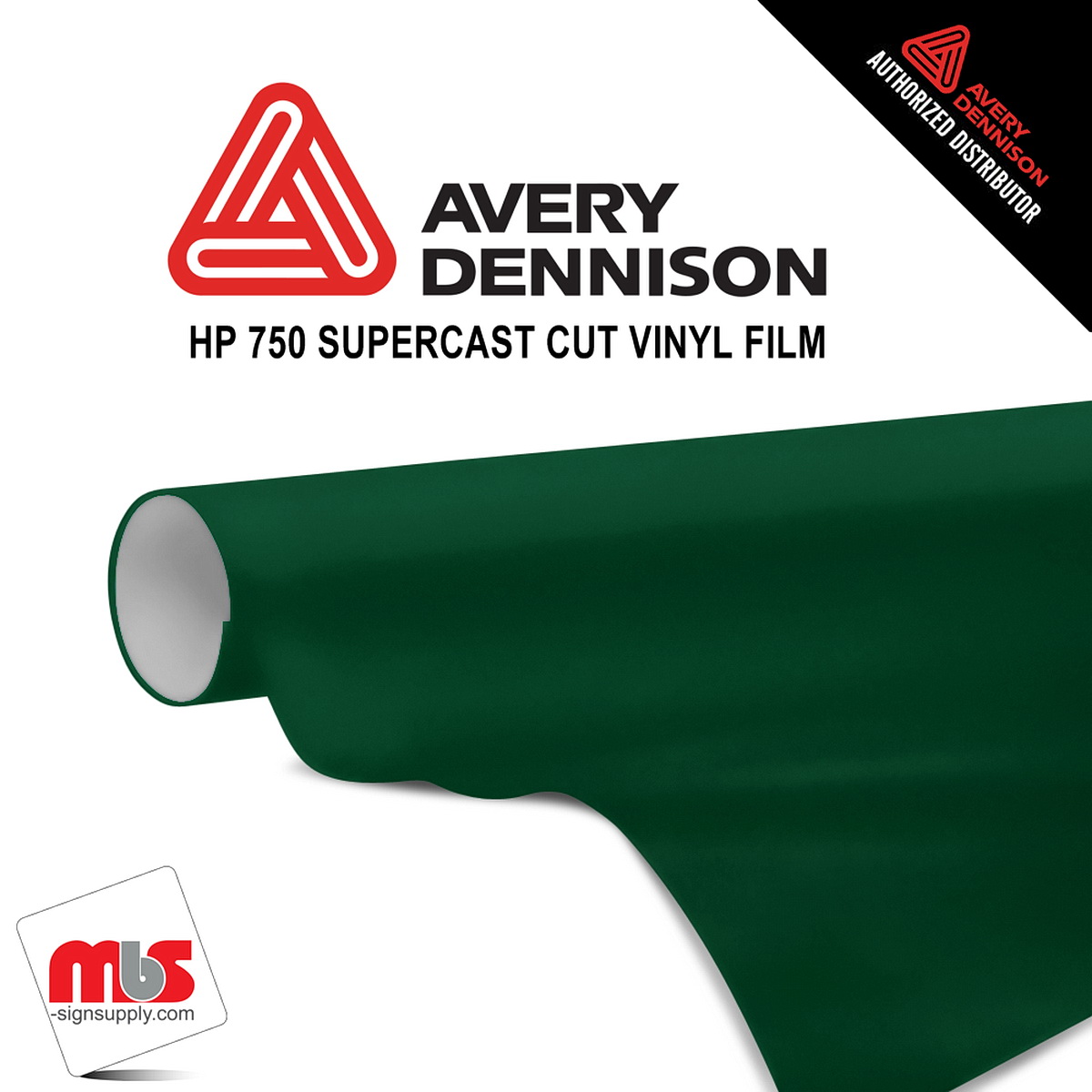 12'' x 10 yards Avery HP750 High Gloss Forest Green 6 year Long Term Unpunched 3.0 Mil Calendered Cut Vinyl (Color Code 785)