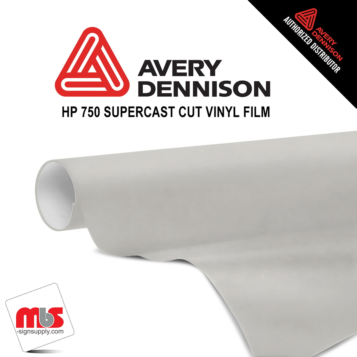12'' x 10 yards Avery HP750 High Gloss Light Gray 6 year Long Term Unpunched 3.0 Mil Calendered Cut Vinyl (Color Code 810)