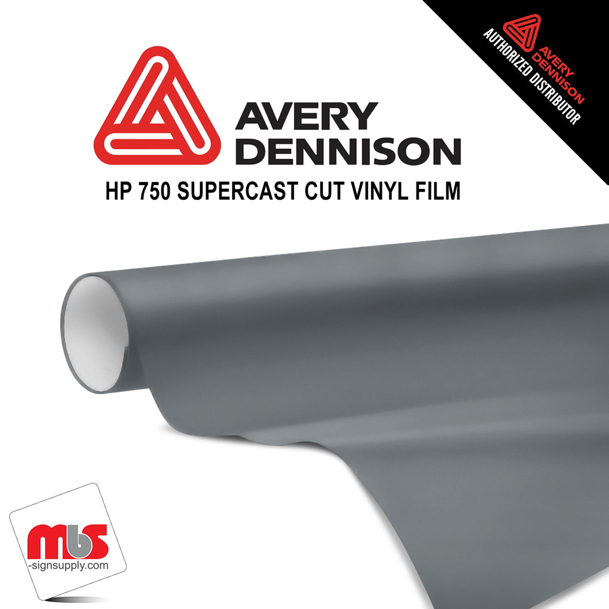 12'' x 10 yards Avery HP750 High Gloss Silver 3 year Long Term Unpunched 3.0 Mil Calendered Cut Vinyl (Color Code 817)
