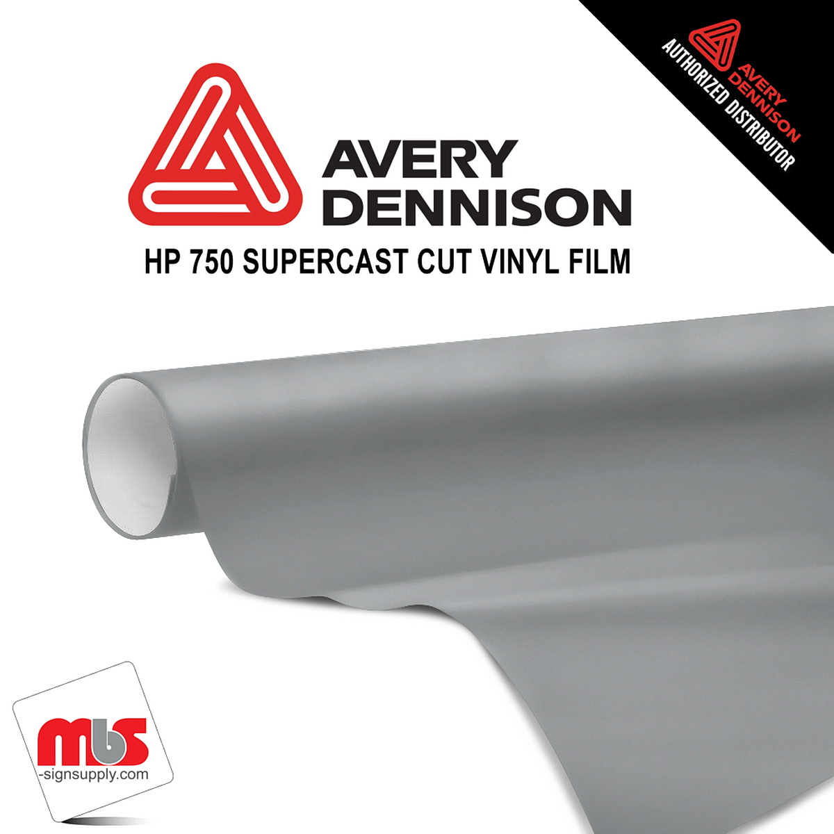 15'' x 10 yards Avery HP750 High Gloss Light Ash Grey 6 year Long Term Punched 3.0 Mil Calendered Cut Vinyl (Color Code 825)