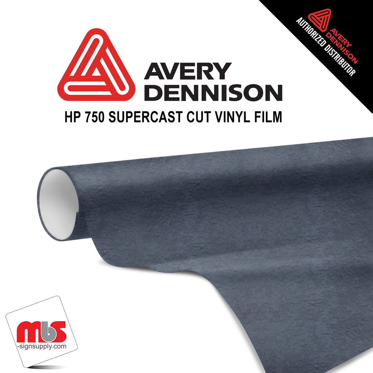 12'' x 50 yards Avery HP750 High Gloss Dark Grey 6 year Long Term Unpunched 3.0 Mil Calendered Cut Vinyl (Color Code 855)