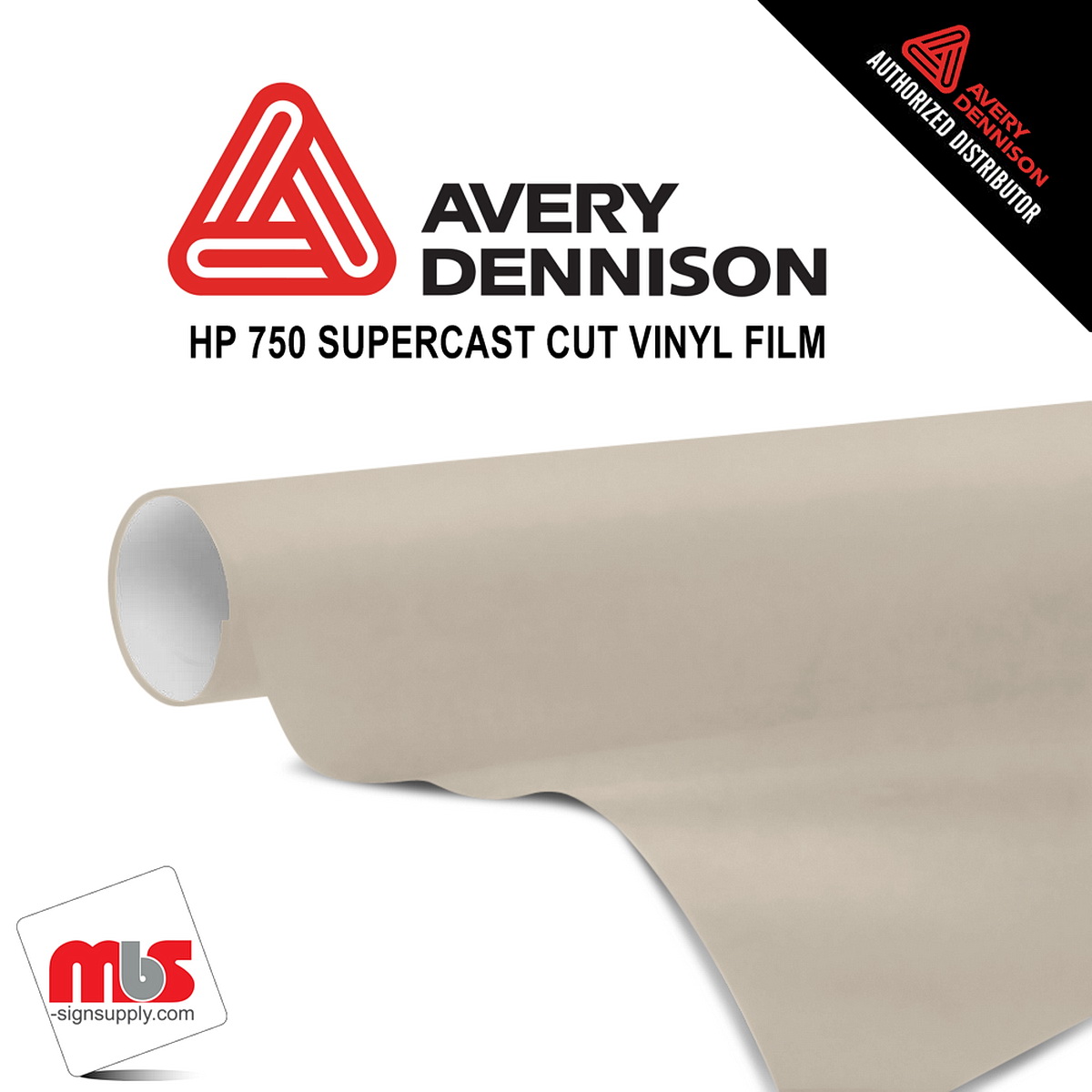 48'' x 10 yards Avery HP750 High Gloss Beige 6 year Long Term Unpunched 3.0 Mil Calendered Cut Vinyl (Color Code 920)