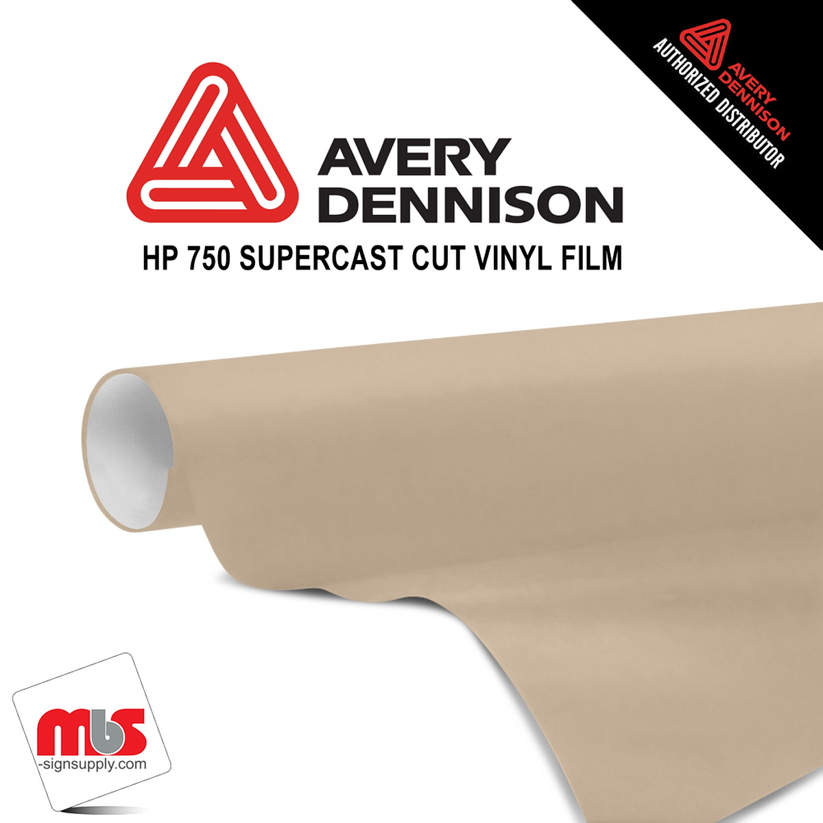 24'' x 50 yards Avery HP750 High Gloss Dark Beige 6 year Long Term Unpunched 3.0 Mil Calendered Cut Vinyl (Color Code 921)