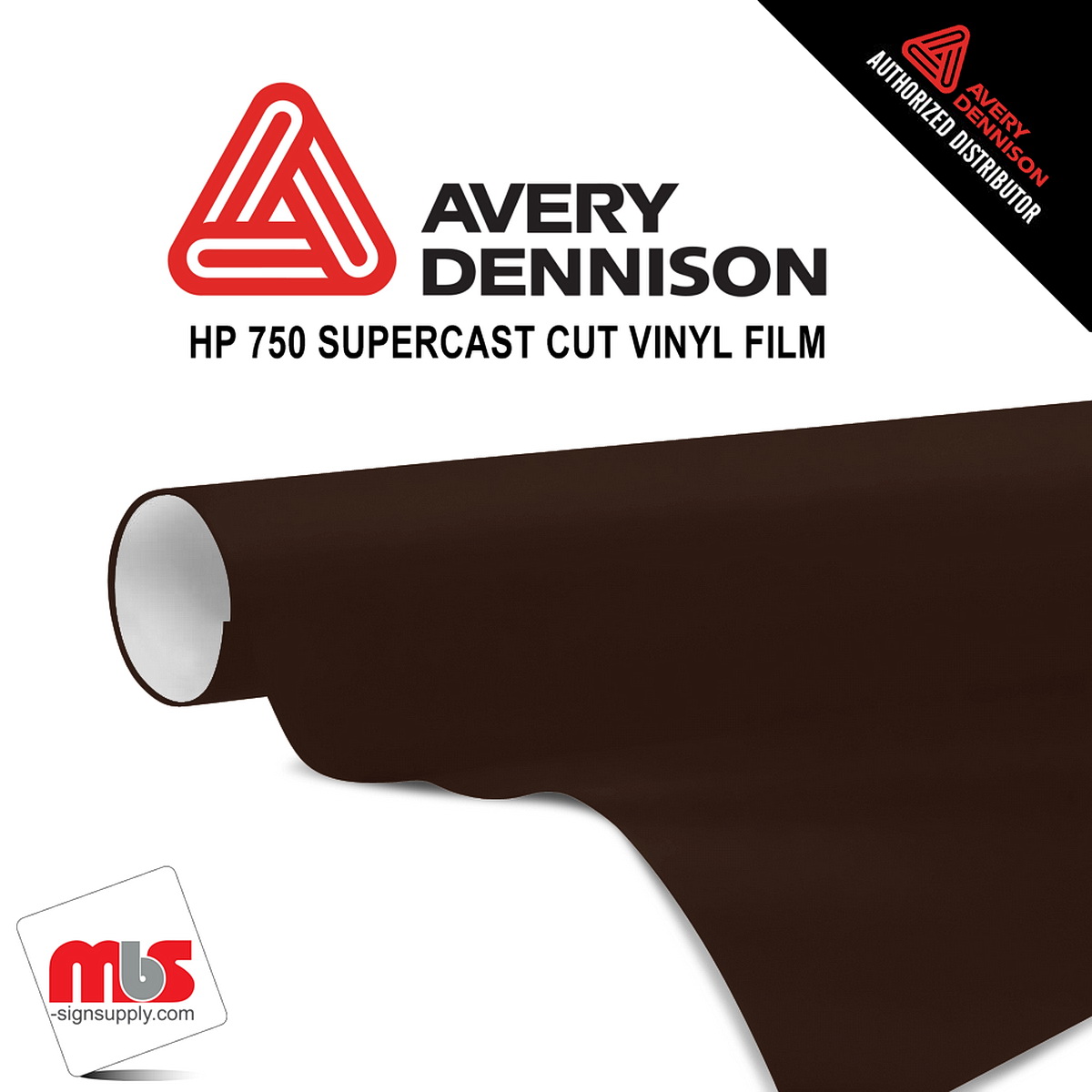 15'' x 10 yards Avery HP750 High Gloss Dark Brown 6 year Long Term Punched 3.0 Mil Calendered Cut Vinyl (Color Code 983)