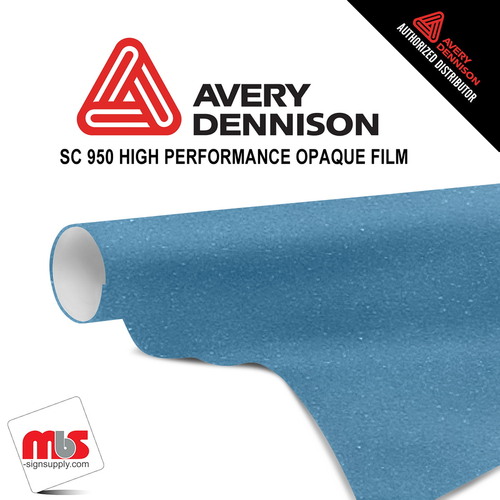 30'' x 10 yards Avery SC950 Gloss Mist Blue 10 year Long Term Punched 2.0 Mil Metallic Cast Cut Vinyl (Color Code 641)