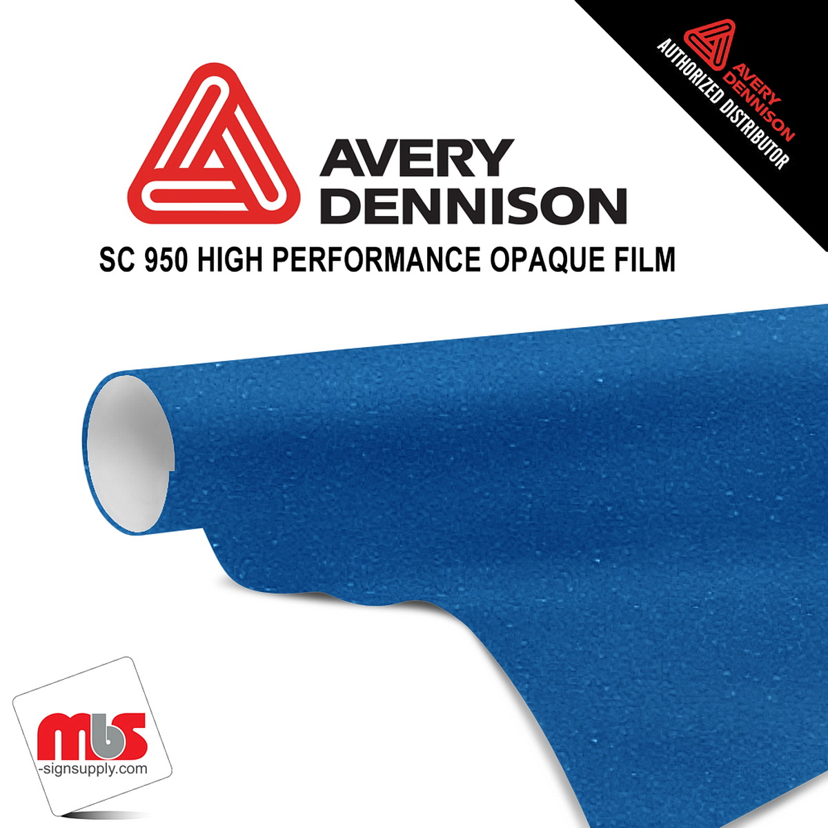 24'' x 10 yards Avery SC950 Gloss Bright Blue 10 year Long Term Unpunched 2.0 Mil Metallic Cast Cut Vinyl (Color Code 646)