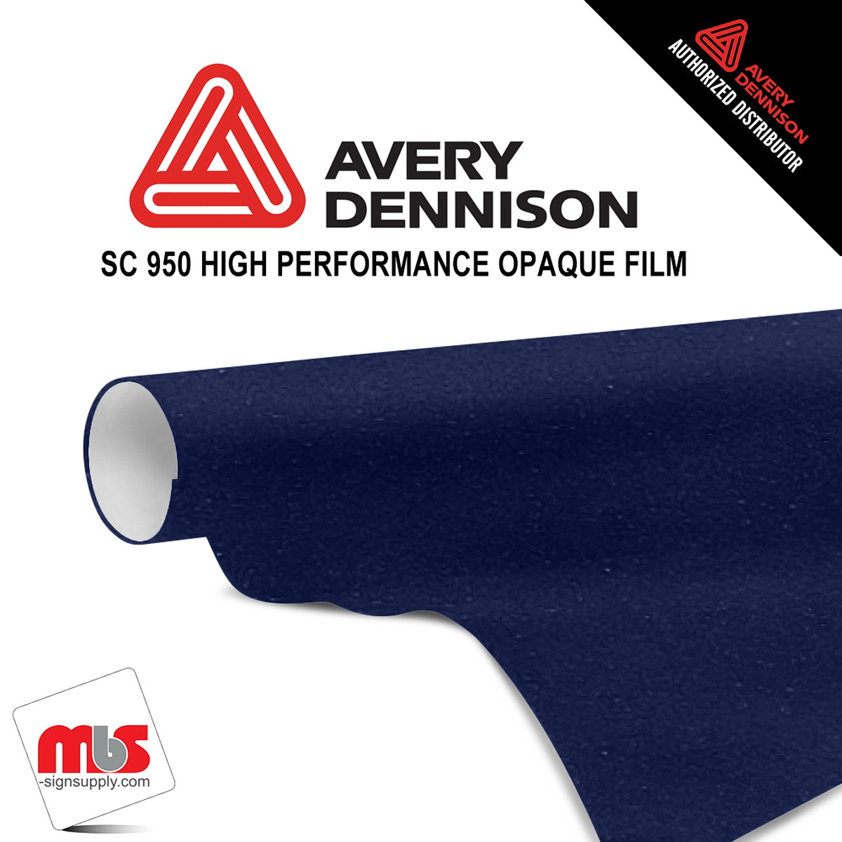 12'' x 50 yards Avery SC950 Gloss Dark Royal Blue 10 year Long Term Unpunched 2.0 Mil Metallic Cast Cut Vinyl (Color Code 653)