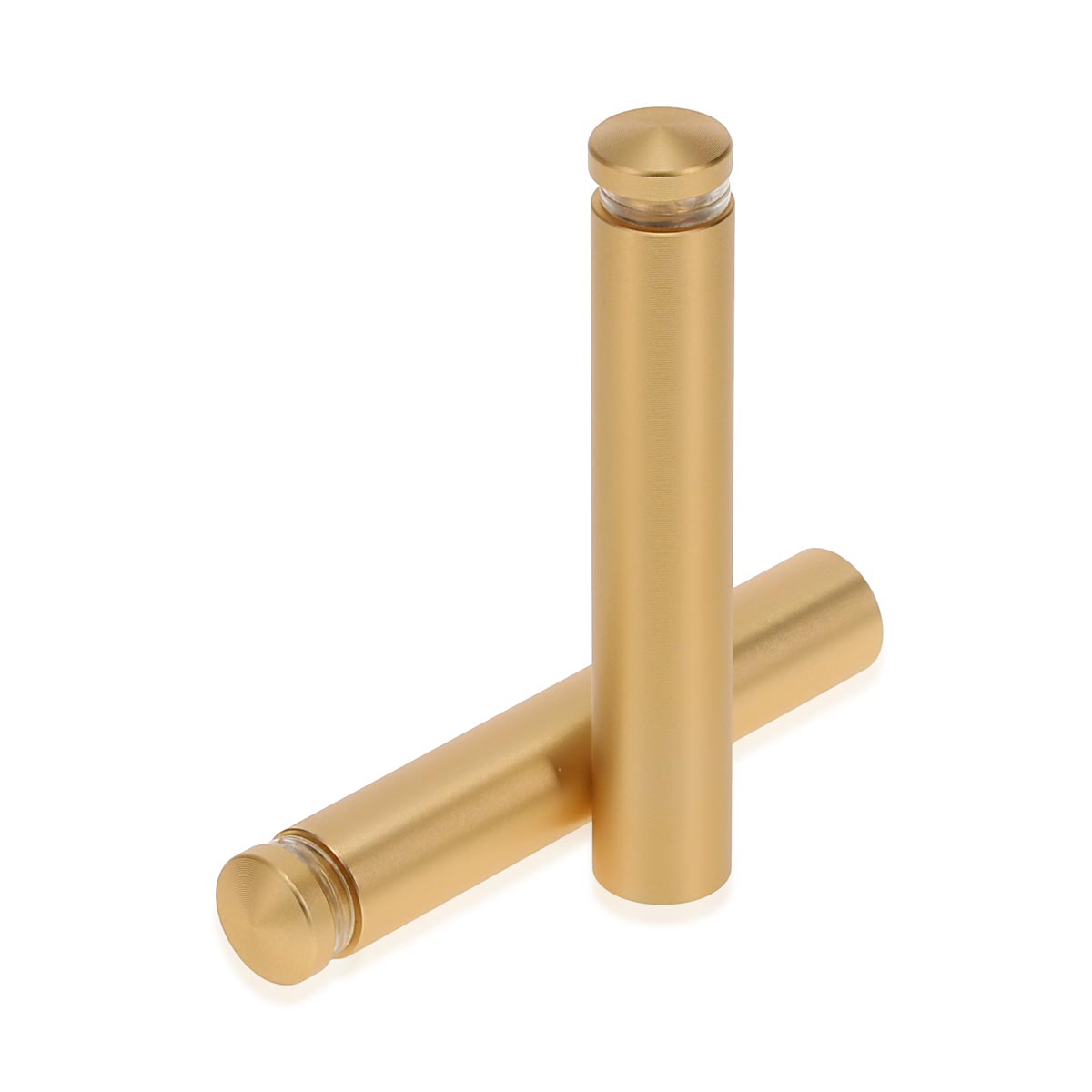 1/2'' Diameter X 2-1/2'' Barrel Length, Aluminum Rounded Head Standoffs, Matte Champagne Anodized Finish Easy Fasten Standoff (For Inside / Outside use) [Required Material Hole Size: 3/8'']
