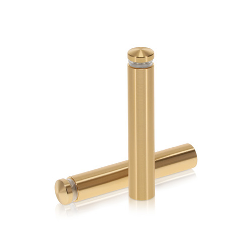1/2'' Diameter X 2-1/2'' Barrel Length, Aluminum Rounded Head Standoffs, Champagne Anodized Finish Easy Fasten Standoff (For Inside / Outside use) [Required Material Hole Size: 3/8'']