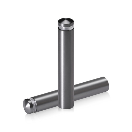 1/2'' Diameter X 2-1/2'' Barrel Length, Aluminum Rounded Head Standoffs, Titanium Anodized Finish Easy Fasten Standoff (For Inside / Outside use) [Required Material Hole Size: 3/8'']