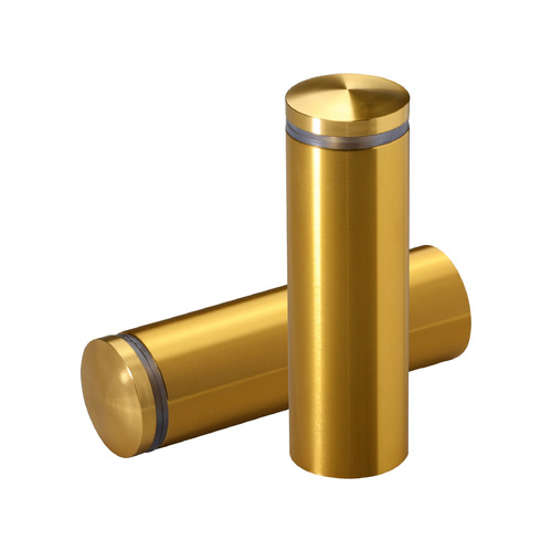 7/8'' Diameter X 2-1/2'' Barrel Length, Aluminum Rounded Head Standoffs, Gold Anodized Finish Easy Fasten Standoff (For Inside / Outside use) [Required Material Hole Size: 7/16'']