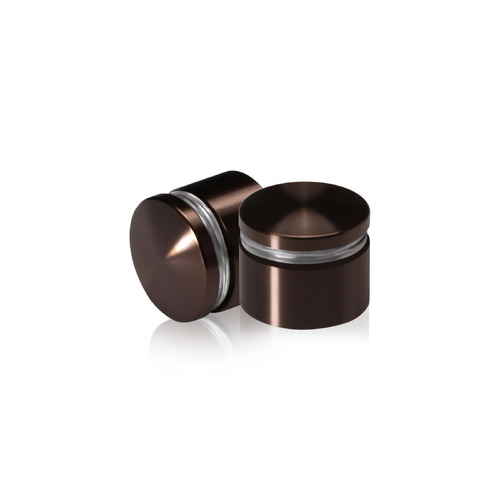 1'' Diameter X 1/2'' Barrel Length, Aluminum Rounded Head Standoffs, Bronze Anodized Finish Easy Fasten Standoff (For Inside / Outside use) [Required Material Hole Size: 7/16'']