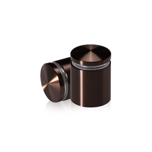 1'' Diameter X 1'' Barrel Length, Aluminum Rounded Head Standoffs, Bronze Anodized Finish Easy Fasten Standoff (For Inside / Outside use) [Required Material Hole Size: 7/16'']