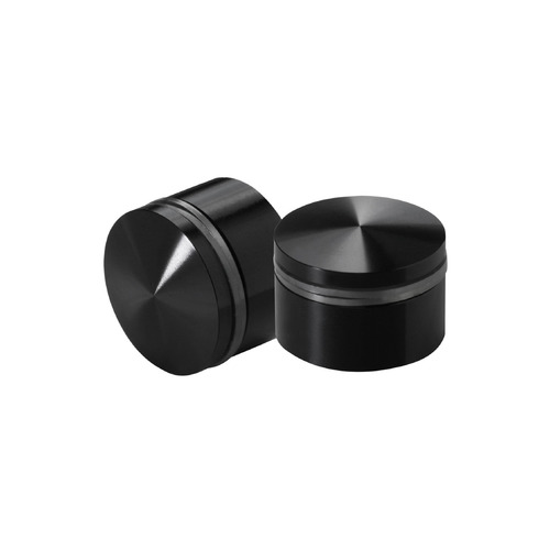 1-1/4'' Diameter X 1/2'' Barrel Length, Aluminum Rounded Head Standoffs, Black Anodized Finish Easy Fasten Standoff (For Inside / Outside use) [Required Material Hole Size: 7/16'']