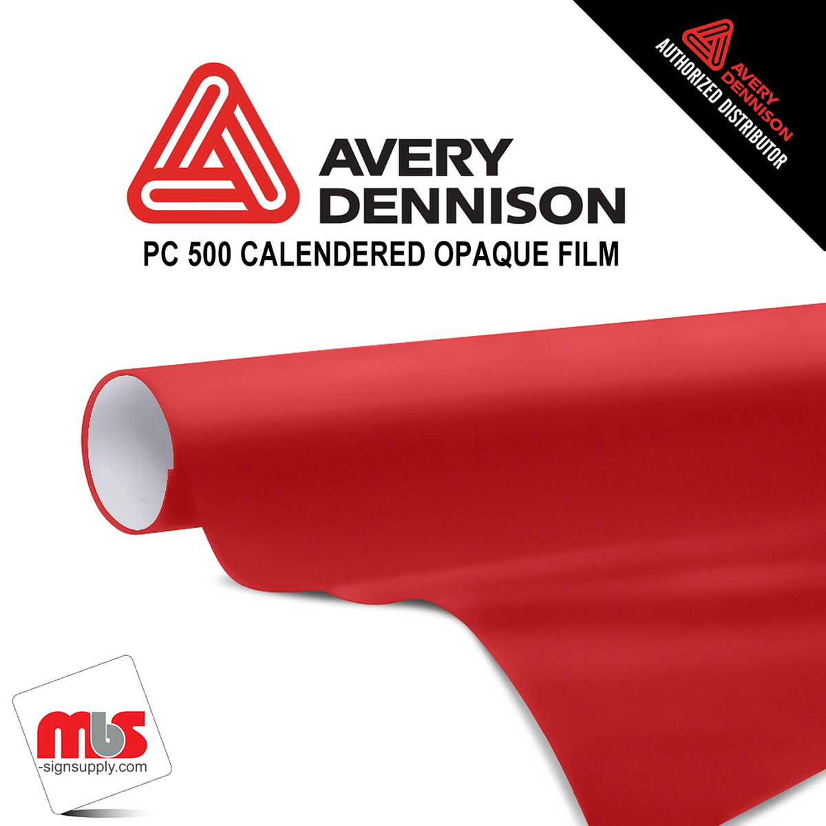 15'' x 50 yards Avery PC500 High Gloss Cardinal Red 4 Year Short Term Unpunched 3.2 Mil Calendered Cut Vinyl (Color Code 430)