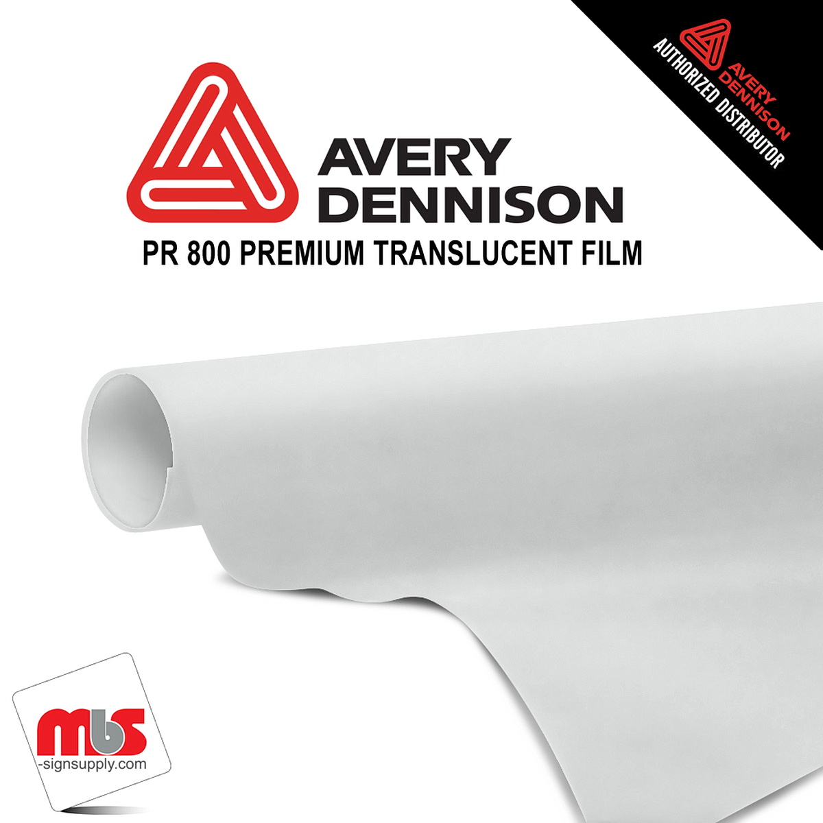 30'' x 10 yards Avery PR800 Gloss White 6 Year Long Term Punched 2.5 Mil Translucent (Color Code 101)