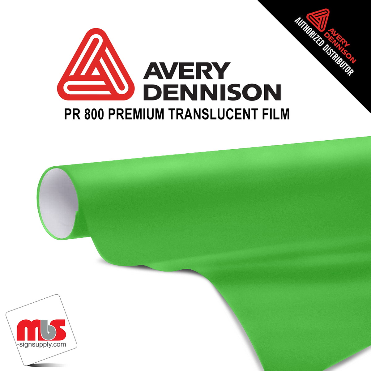 15'' x 10 yards Avery PR800 Satin Green Yellow 6 Year Long Term Punched 2.5 Mil Translucent (Color Code 761)