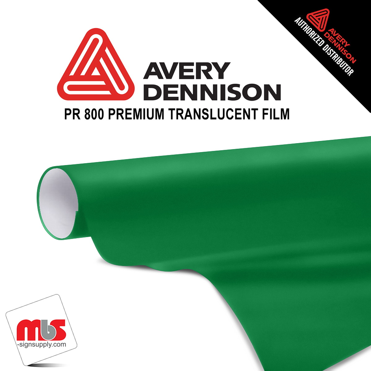 24'' x 10 yards Avery PR800 Satin Medium Green 6 Year Long Term Unpunched 2.5 Mil Translucent Cut Vinyl (Color Code 781)