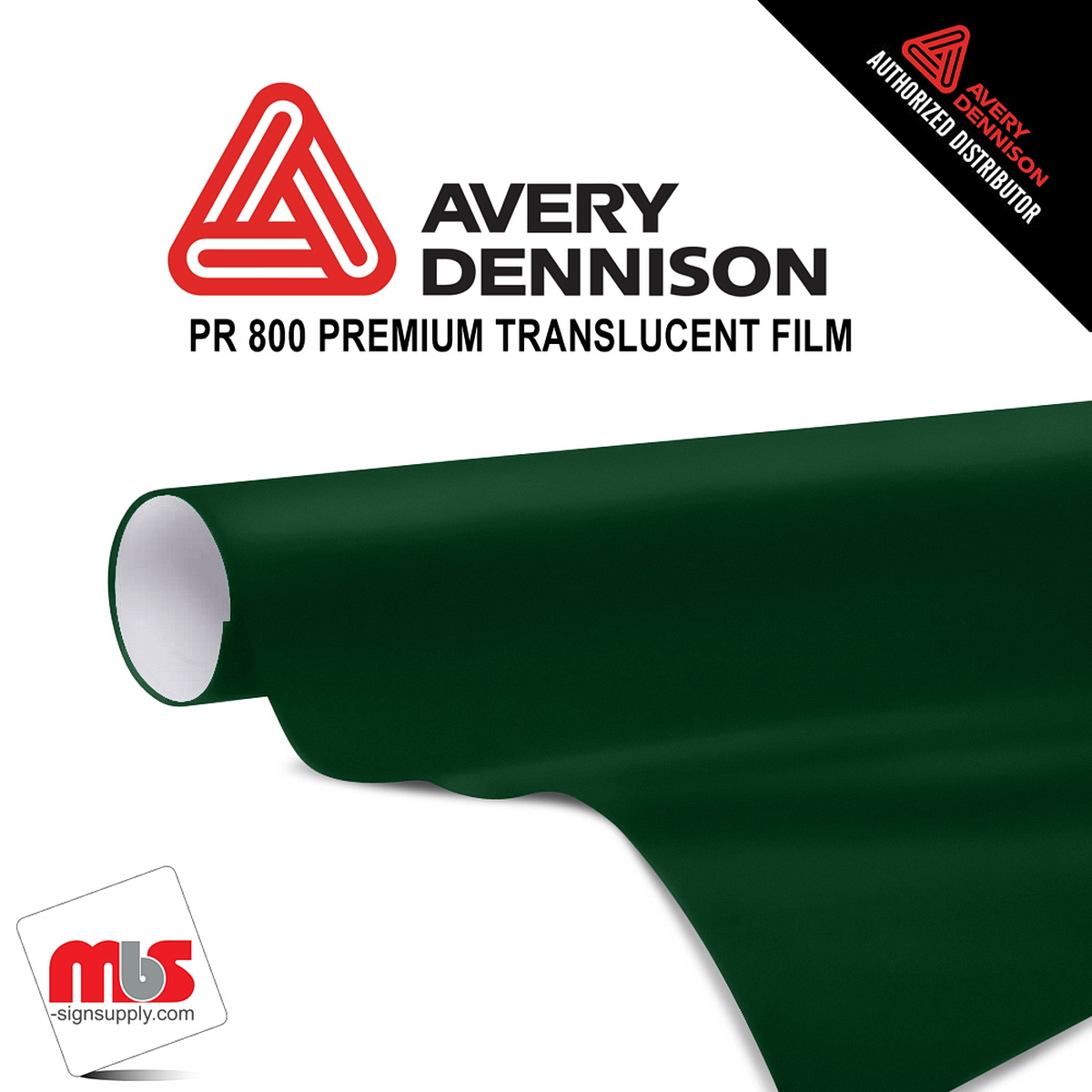 15'' x 50 yards Avery PR800 Satin Bottle Green 6 Year Long Term Punched 2.5 Mil Translucent Cut Vinyl (Color Code 782)