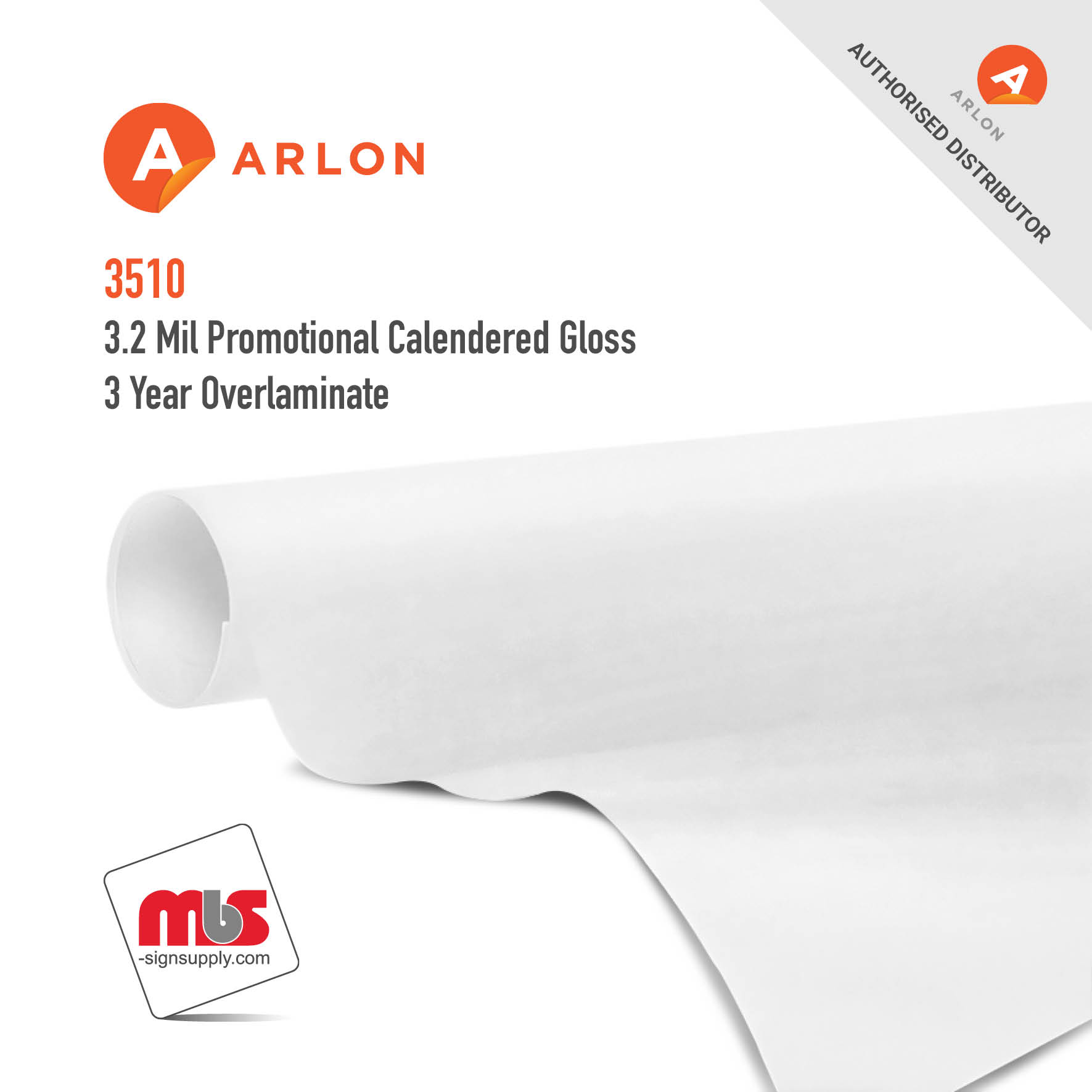 60'' x 50 Yard Roll - Arlon 3510 3.2 Mil Promotional Calendered Gloss 3 Year Overlaminate