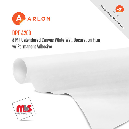 54'' x 50 Yard Roll - Arlon DPF 4200 6 Mil Calendered Canvas White Wall Decoration Film w/ Permanent Adhesive