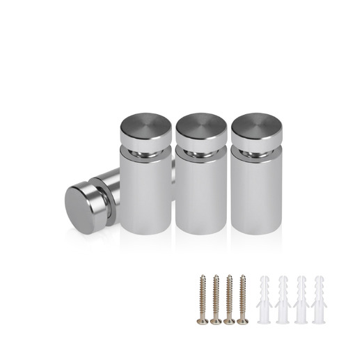 (Set of 4) 1/2'' Diameter X 3/4'' Barrel Length, Affordable Aluminum Standoffs, Steel Grey Anodized Finish Standoff and (4) 2208Z Screw and (4) LANC1 Anchor for concrete/drywall (For Inside/Outside) [Required Material Hole Size: 3/8'']