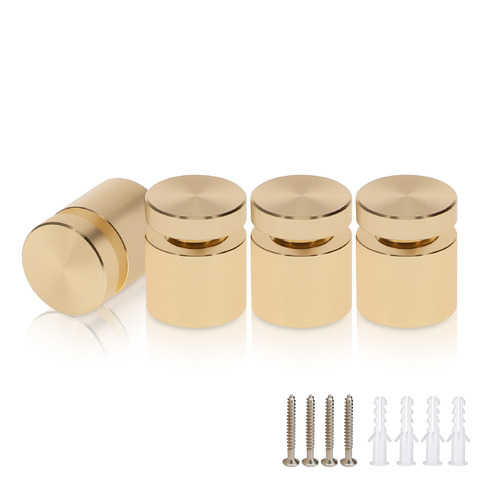 (Set of 4) 5/8'' Diameter X 1/2'' Barrel Length, Affordable Aluminum Standoffs, Champagne Anodized Finish Standoff and (4) 2208Z Screw and (4) LANC1 Anchor for concrete/drywall (For Inside/Outside) [Required Material Hole Size: 7/16'']