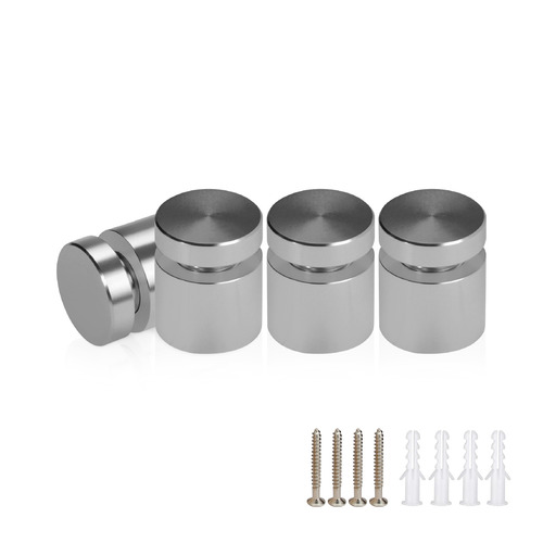 (Set of 4) 5/8'' Diameter X 1/2'' Barrel Length, Affordable Aluminum Standoffs, Steel Grey Anodized Finish Standoff and (4) 2208Z Screw and (4) LANC1 Anchor for concrete/drywall (For Inside/Outside) [Required Material Hole Size: 7/16'']