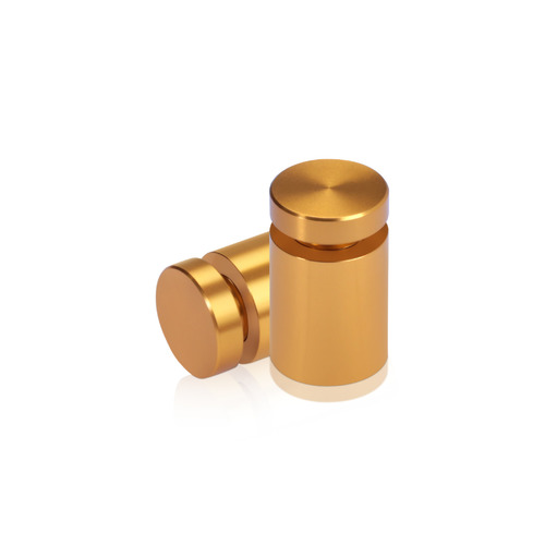 5/8'' Diameter X 3/4'' Barrel Length, Affordable Aluminum Standoffs, Gold Anodized Finish Easy Fasten Standoff (For Inside / Outside use) [Required Material Hole Size: 7/16'']