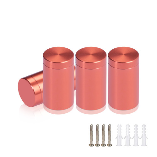 (Set of 4) 5/8'' Diameter X 1'' Barrel Length, Affordable Aluminum Standoffs, Copper Anodized Finish Standoff and (4) 2208Z Screw and (4) LANC1 Anchor for concrete/drywall (For Inside/Outside) [Required Material Hole Size: 7/16'']