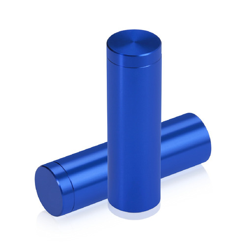 5/8'' Diameter X 2'' Barrel Length, Affordable Aluminum Standoffs, Blue Anodized Finish Easy Fasten Standoff (For Inside / Outside use) [Required Material Hole Size: 7/16'']