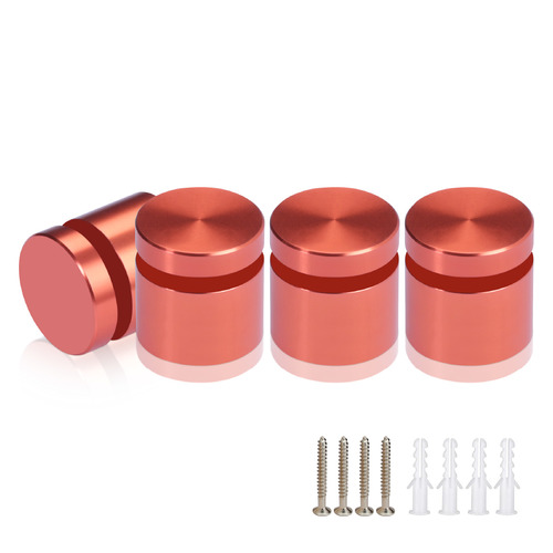 (Set of 4) 3/4'' Diameter X 1/2'' Barrel Length, Affordable Aluminum Standoffs, Copper Anodized Finish Standoff and (4) 2216Z Screws and (4) LANC1 Anchors for concrete/drywall (For Inside/Outside) [Required Material Hole Size: 7/16'']