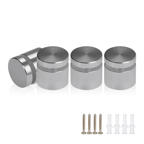 (Set of 4) 3/4'' Diameter X 1/2'' Barrel Length, Affordable Aluminum Standoffs, Steel Grey Anodized Finish Standoff and (4) 2216Z Screws and (4) LANC1 Anchors for concrete/drywall (For Inside/Outside) [Required Material Hole Size: 7/16'']