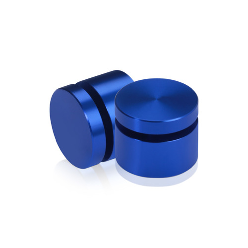 1'' Diameter X 1/2'' Barrel Length, Affordable Aluminum Standoffs, Blue Anodized Finish Easy Fasten Standoff (For Inside / Outside use) [Required Material Hole Size: 7/16'']