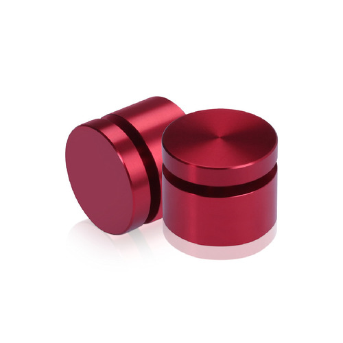 1'' Diameter X 1/2'' Barrel Length, Affordable Aluminum Standoffs, Cherry Red Anodized Finish Easy Fasten Standoff (For Inside / Outside use) [Required Material Hole Size: 7/16'']