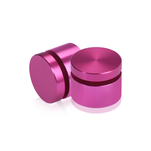 1'' Diameter X 1/2'' Barrel Length, Affordable Aluminum Standoffs, Rosy Pink Anodized Finish Easy Fasten Standoff (For Inside / Outside use) [Required Material Hole Size: 7/16'']