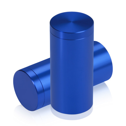1'' Diameter X 2'' Barrel Length, Affordable Aluminum Standoffs, Blue Anodized Finish Easy Fasten Standoff (For Inside / Outside use) [Required Material Hole Size: 7/16'']