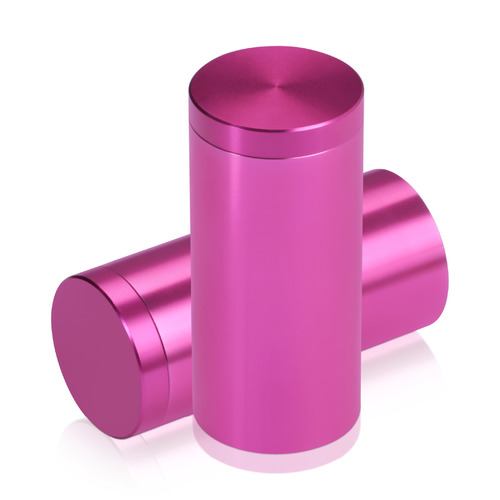 1'' Diameter X 2'' Barrel Length, Affordable Aluminum Standoffs, Rosy Pink Anodized Finish Easy Fasten Standoff (For Inside / Outside use) [Required Material Hole Size: 7/16'']
