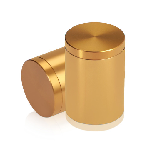 1-1/4'' Diameter X 1-1/2'' Barrel Length, Affordable Aluminum Standoffs, Gold Anodized Finish Easy Fasten Standoff (For Inside / Outside use) [Required Material Hole Size: 7/16'']
