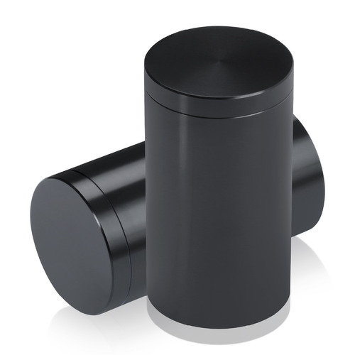 1-1/4'' Diameter X 2'' Barrel Length, Affordable Aluminum Standoffs, Black Anodized Finish Easy Fasten Standoff (For Inside / Outside use) [Required Material Hole Size: 7/16'']
