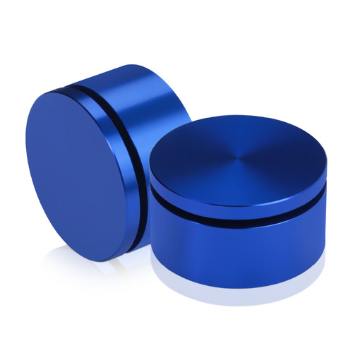 2'' Diameter X 3/4'' Barrel Length, Affordable Aluminum Standoffs, Blue Anodized Finish Easy Fasten Standoff (For Inside / Outside use) [Required Material Hole Size: 7/16'']