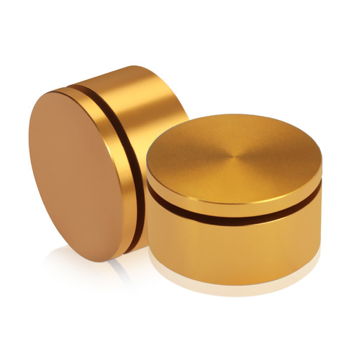 2'' Diameter X 3/4'' Barrel Length, Affordable Aluminum Standoffs, Gold Anodized Finish Easy Fasten Standoff (For Inside / Outside use) [Required Material Hole Size: 7/16'']
