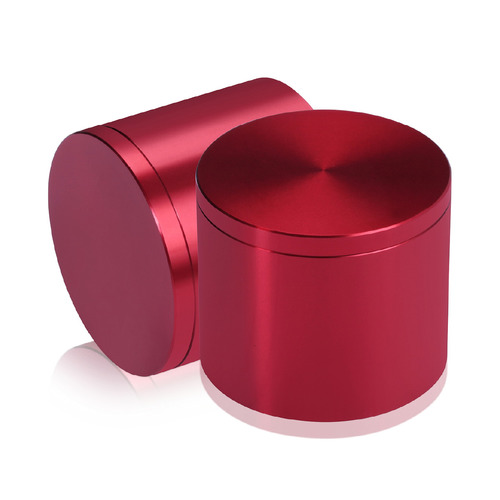 2'' Diameter X 1-1/2'' Barrel Length, Affordable Aluminum Standoffs, Cherry Red Anodized Finish Easy Fasten Standoff (For Inside / Outside use) [Required Material Hole Size: 7/16'']