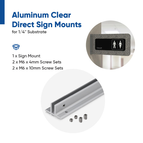18'' Length Clear Aluminum Direct Sign Mounts for 1/4'' Substrate