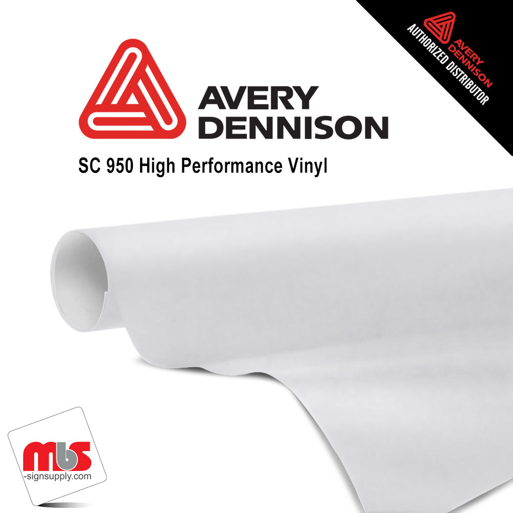 12'' x 50 yards Avery SC950 Gloss True White 10 year Long Term Unpunched 2.0 Mil Cast Cut Vinyl (Color Code 105)